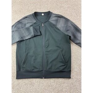 Under Armour Womens L Black Striped Sleeve Track Jacket Full Zip Athletic Casual